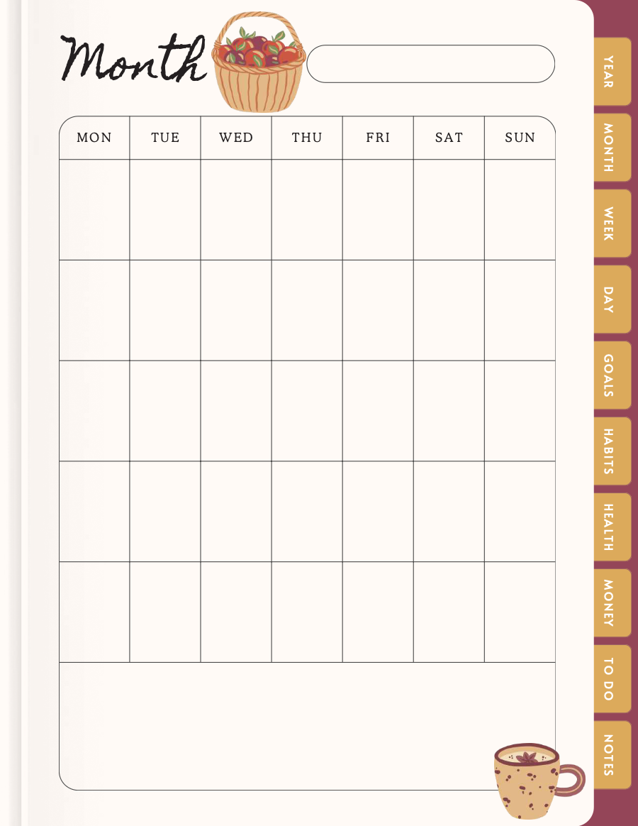 A monthly page you can label yourself